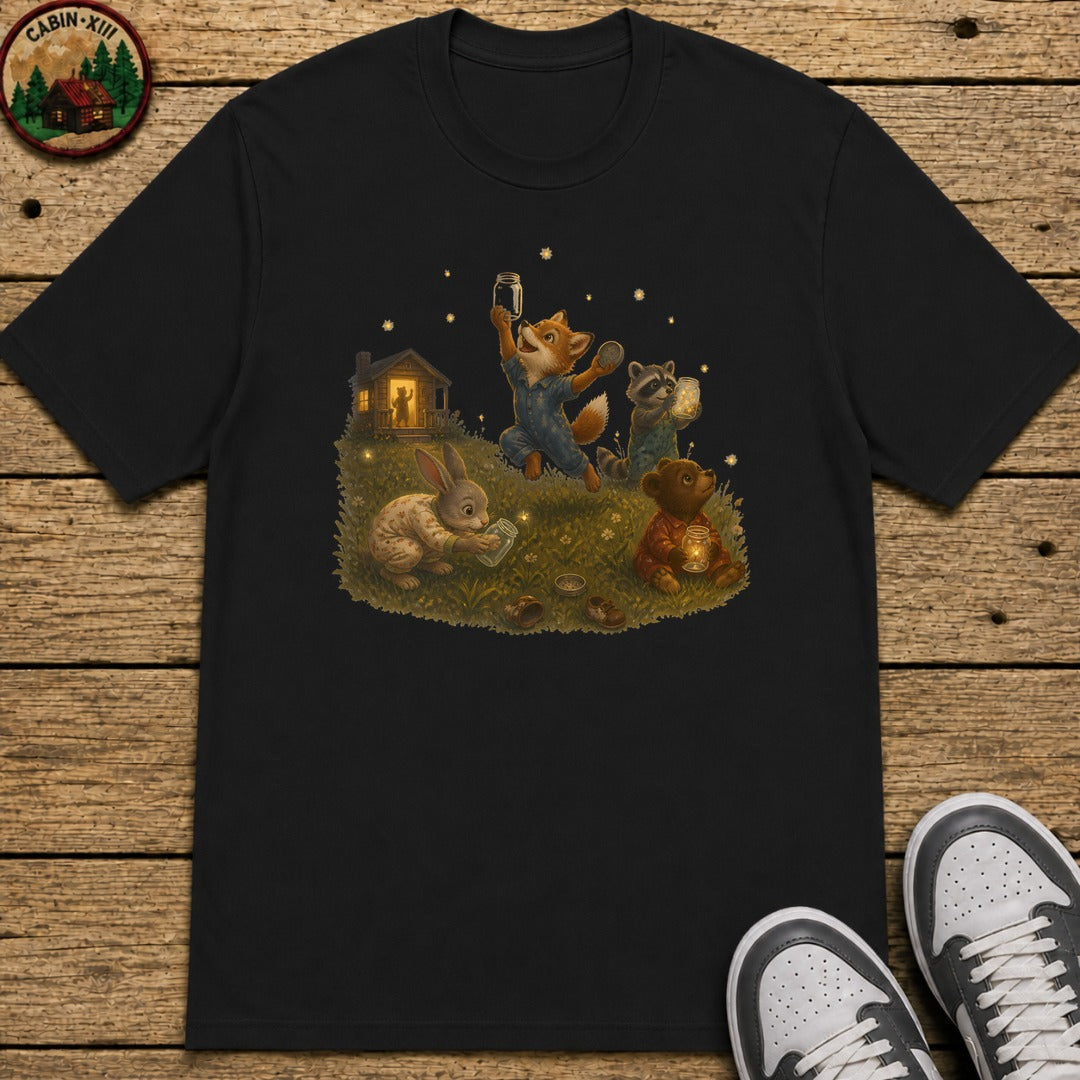 Bedtime Fireflies Kids T-Shirt - Black
