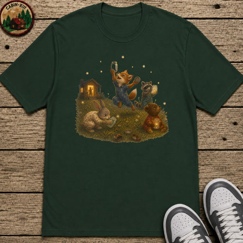 Bedtime Fireflies Kids T-Shirt - Forest Green