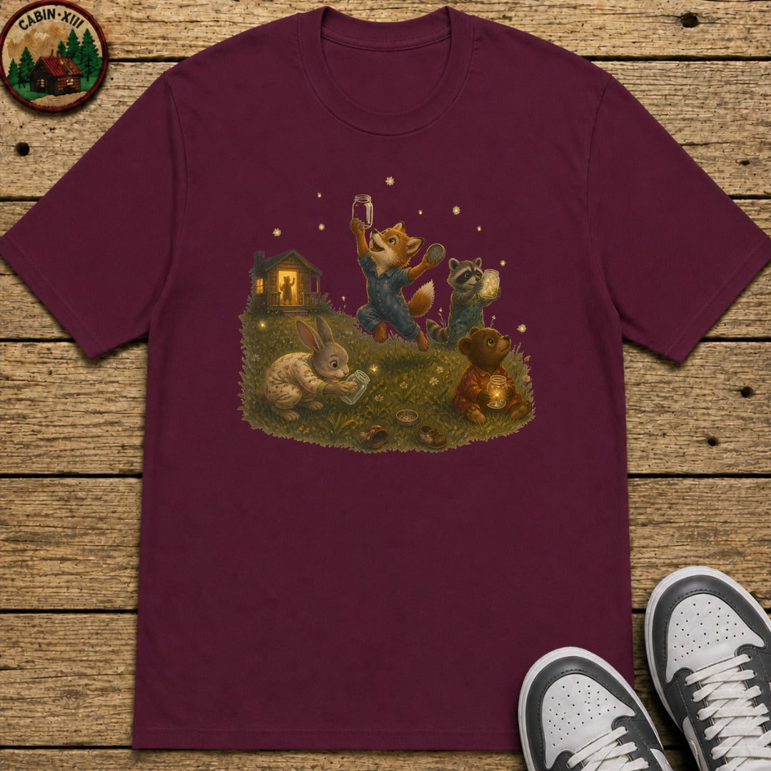 Bedtime Fireflies Kids T-Shirt - Maroon