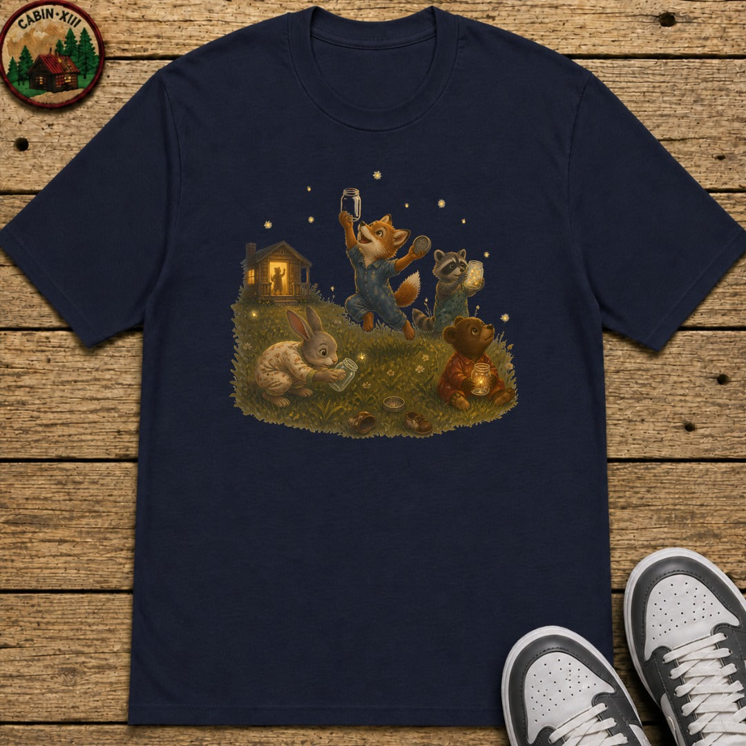 Bedtime Fireflies Kids T-Shirt - Navy