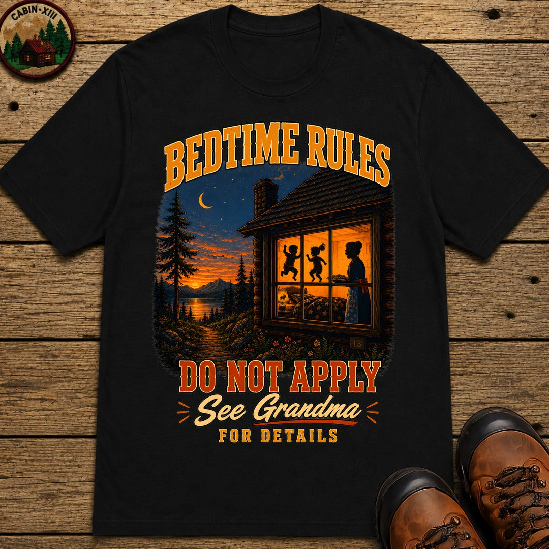 Bedtime Rules Do Not Apply See Grandma for Details — Camping Tee - Black