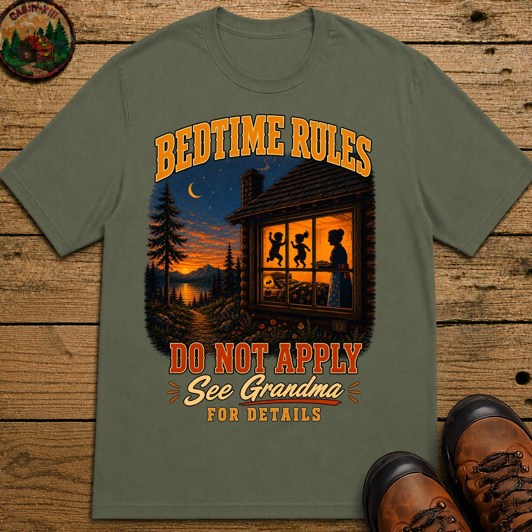 Bedtime Rules Do Not Apply See Grandma for Details — Camping Tee - Moss