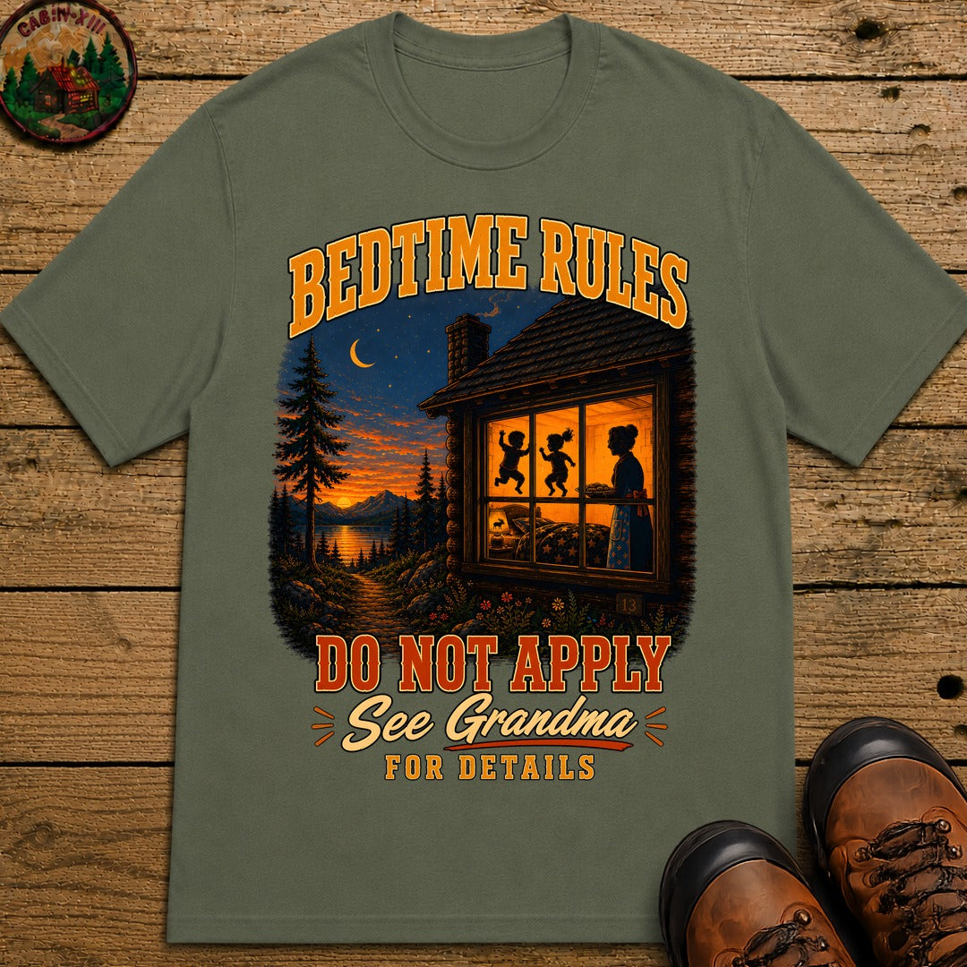 Bedtime Rules Do Not Apply See Grandma for Details — Camping Tee - Moss