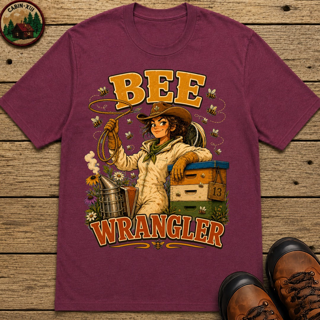 Bee Wrangler Funny Beekeeping Shirt — Vintage Beekeeper Tee - Berry