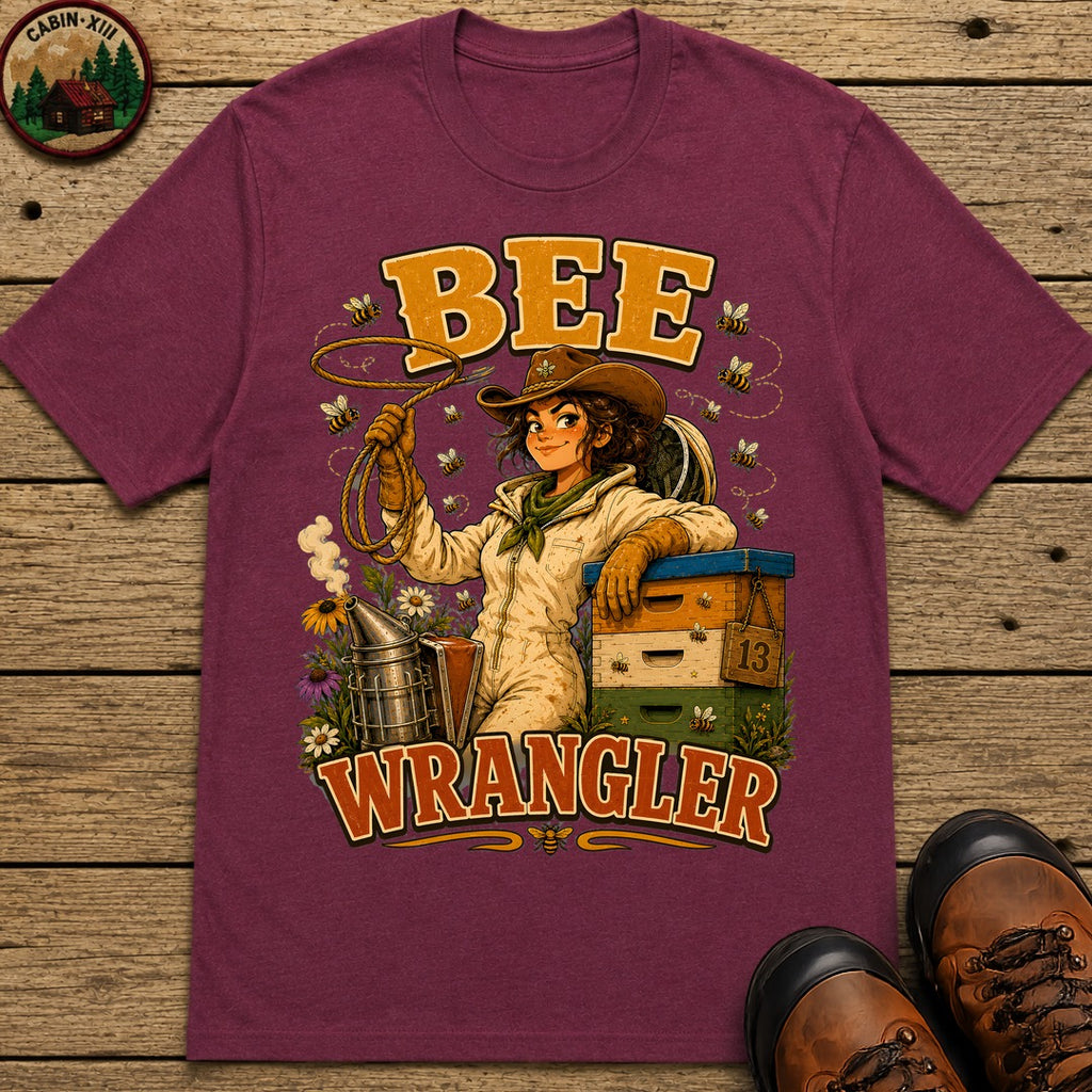 Bee Wrangler Funny Beekeeping Shirt — Vintage Beekeeper Tee - Berry