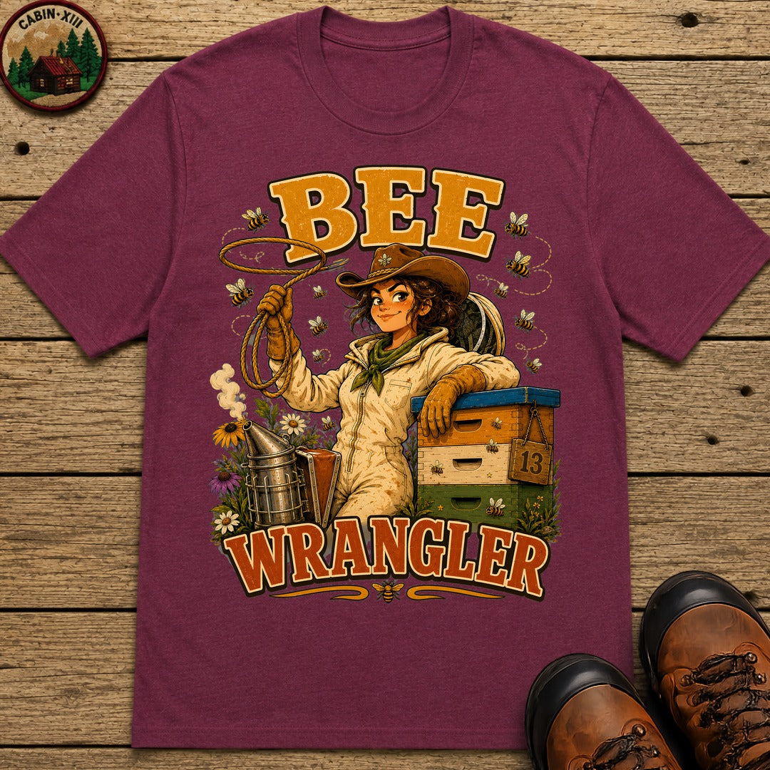 Bee Wrangler Funny Beekeeping Shirt — Vintage Beekeeper Tee - Berry