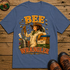 Bee Wrangler Funny Beekeeping Shirt — Vintage Beekeeper Tee - Blue Jean