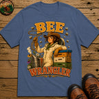 Bee Wrangler Funny Beekeeping Shirt — Vintage Beekeeper Tee - Blue Jean