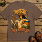 Bee Wrangler Funny Beekeeping Shirt — Vintage Beekeeper Tee - Espresso