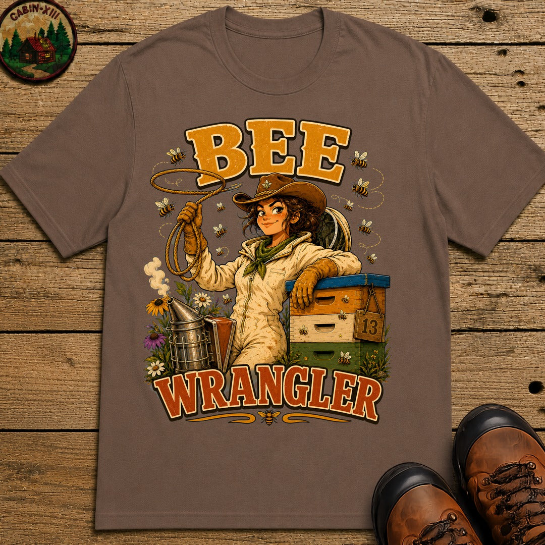 Bee Wrangler Funny Beekeeping Shirt — Vintage Beekeeper Tee - Espresso