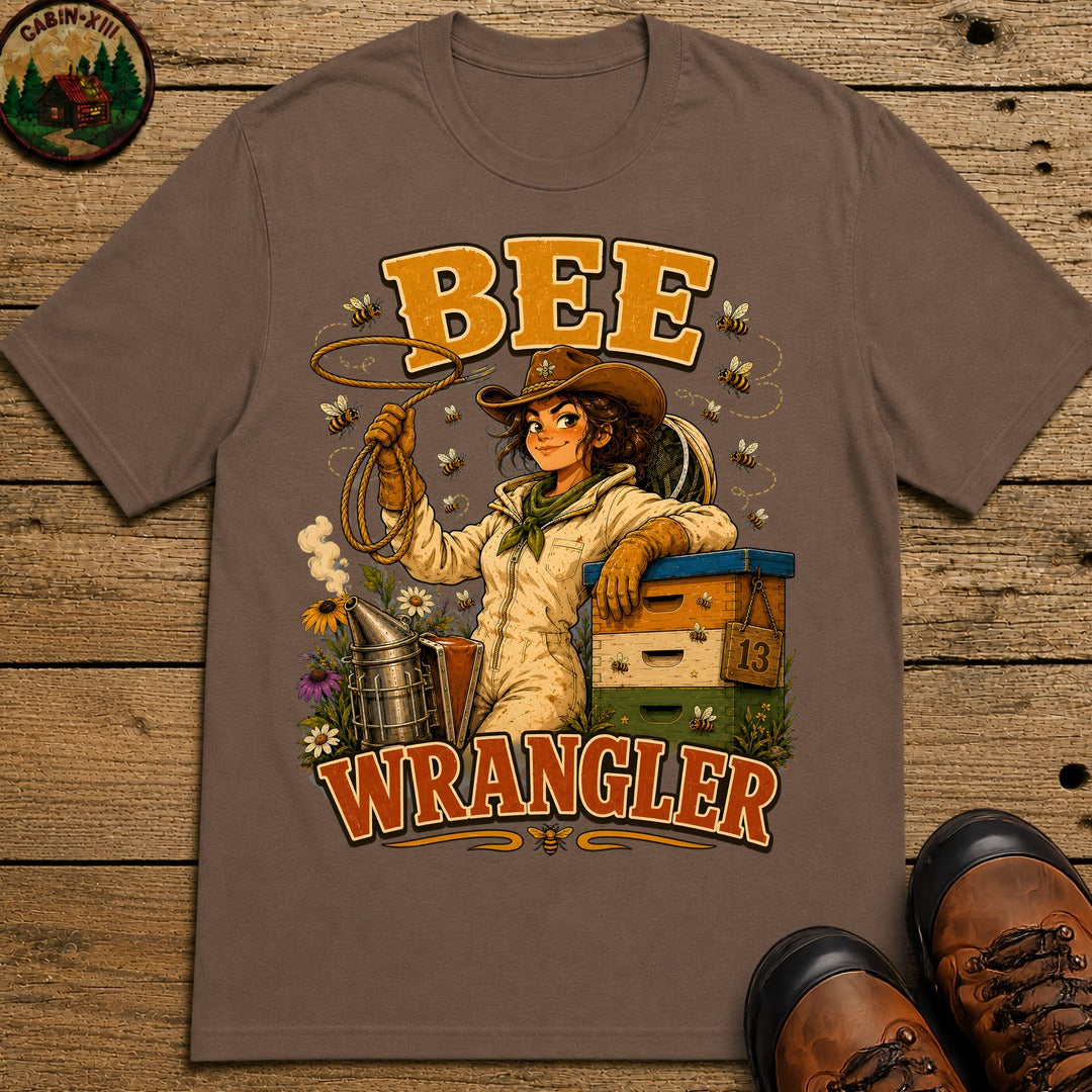 Bee Wrangler Funny Beekeeping Shirt — Vintage Beekeeper Tee - Espresso