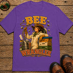 Bee Wrangler Funny Beekeeping Shirt — Vintage Beekeeper Tee - Grape
