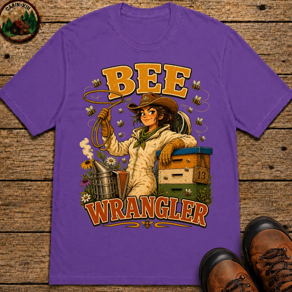 Bee Wrangler Funny Beekeeping Shirt — Vintage Beekeeper Tee - Grape