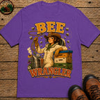 Bee Wrangler Funny Beekeeping Shirt — Vintage Beekeeper Tee - Grape