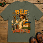 Bee Wrangler Funny Beekeeping Shirt — Vintage Beekeeper Tee - Moss