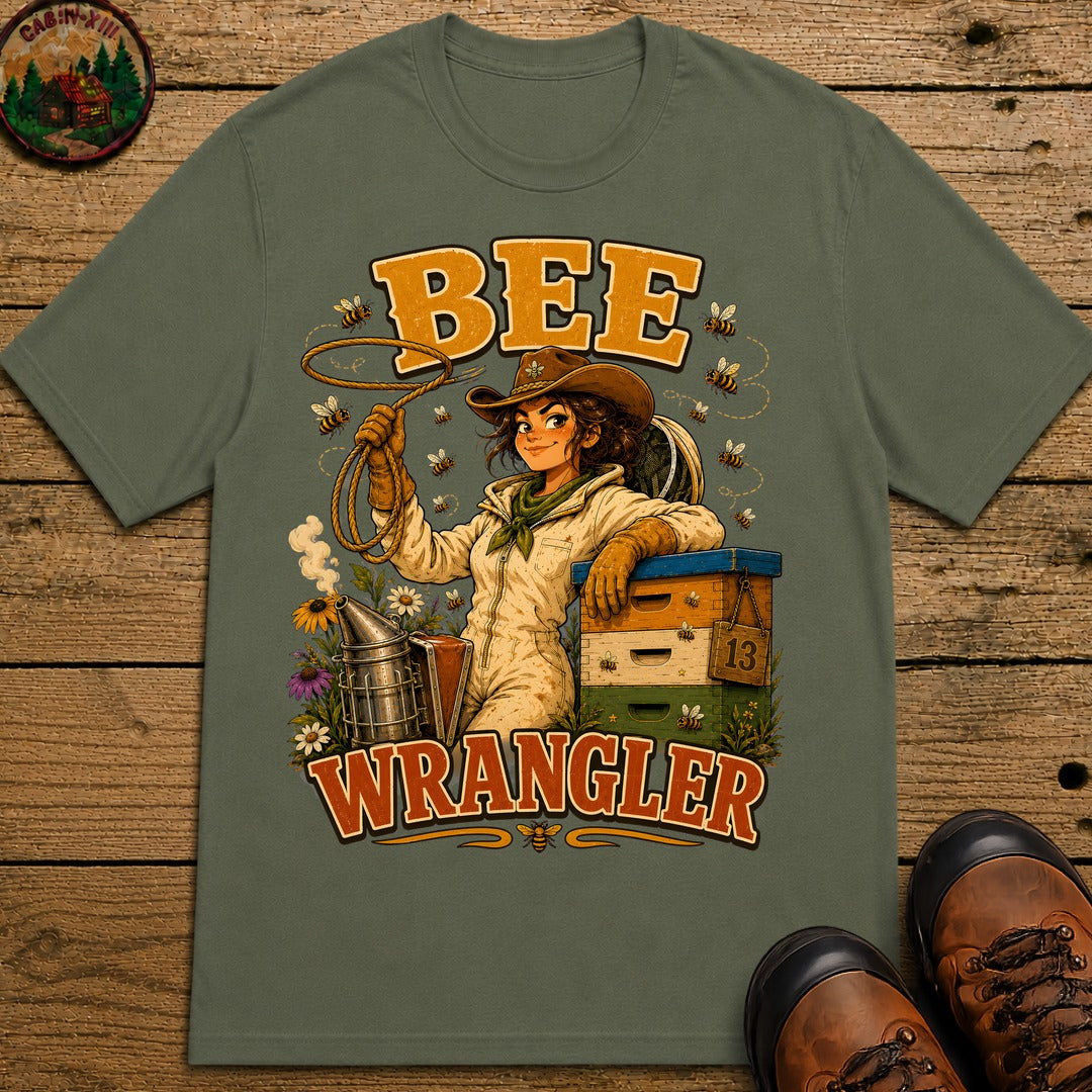 Bee Wrangler Funny Beekeeping Shirt — Vintage Beekeeper Tee - Moss