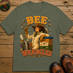 Bee Wrangler Funny Beekeeping Shirt — Vintage Beekeeper Tee - Moss
