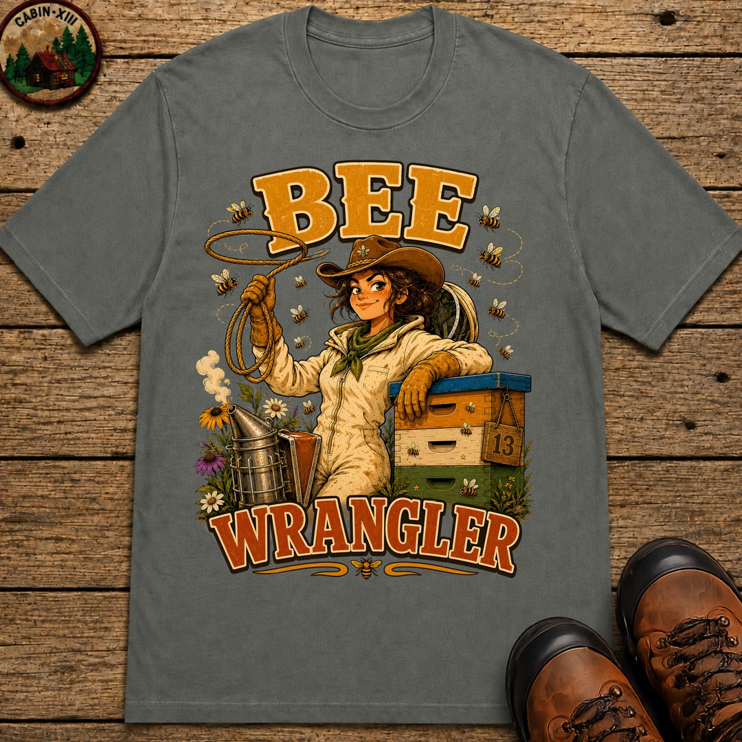 Bee Wrangler Funny Beekeeping Shirt — Vintage Beekeeper Tee - Pepper