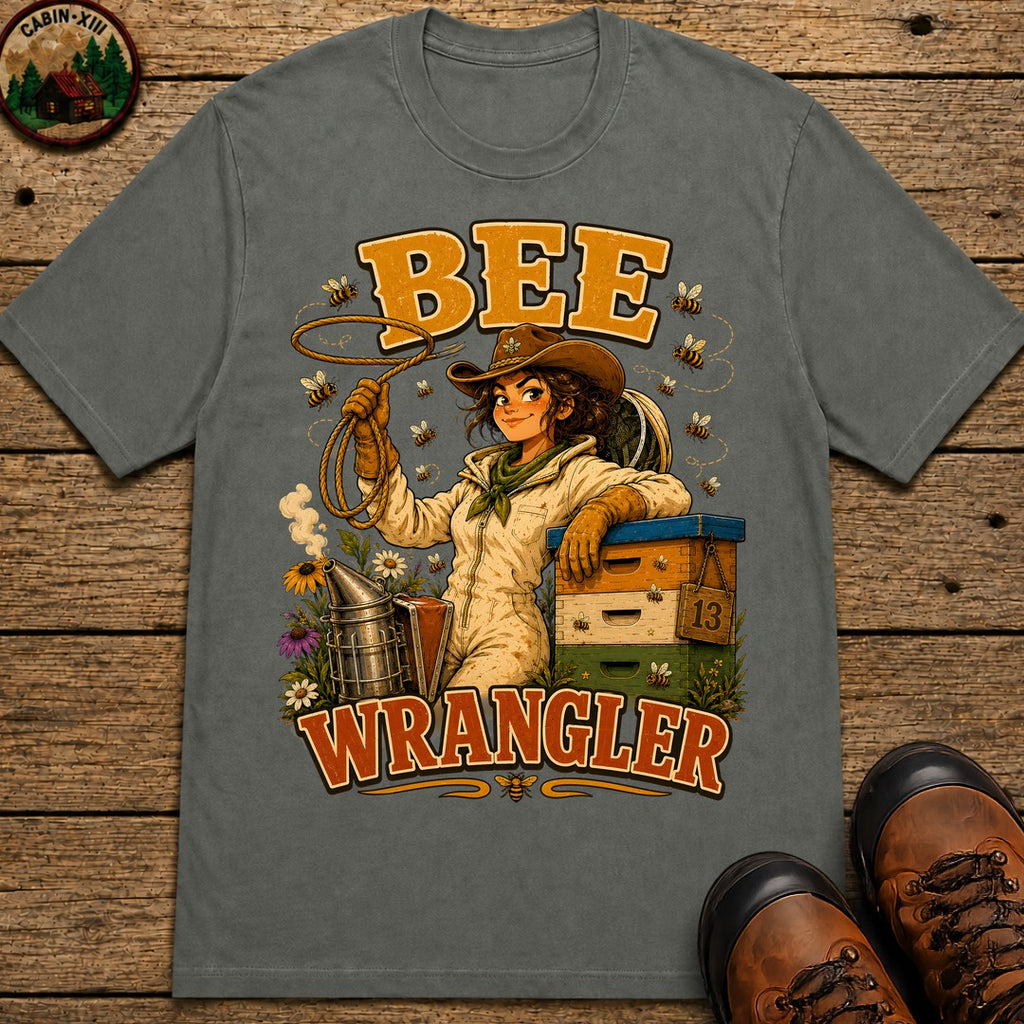 Bee Wrangler Funny Beekeeping Shirt — Vintage Beekeeper Tee - Pepper