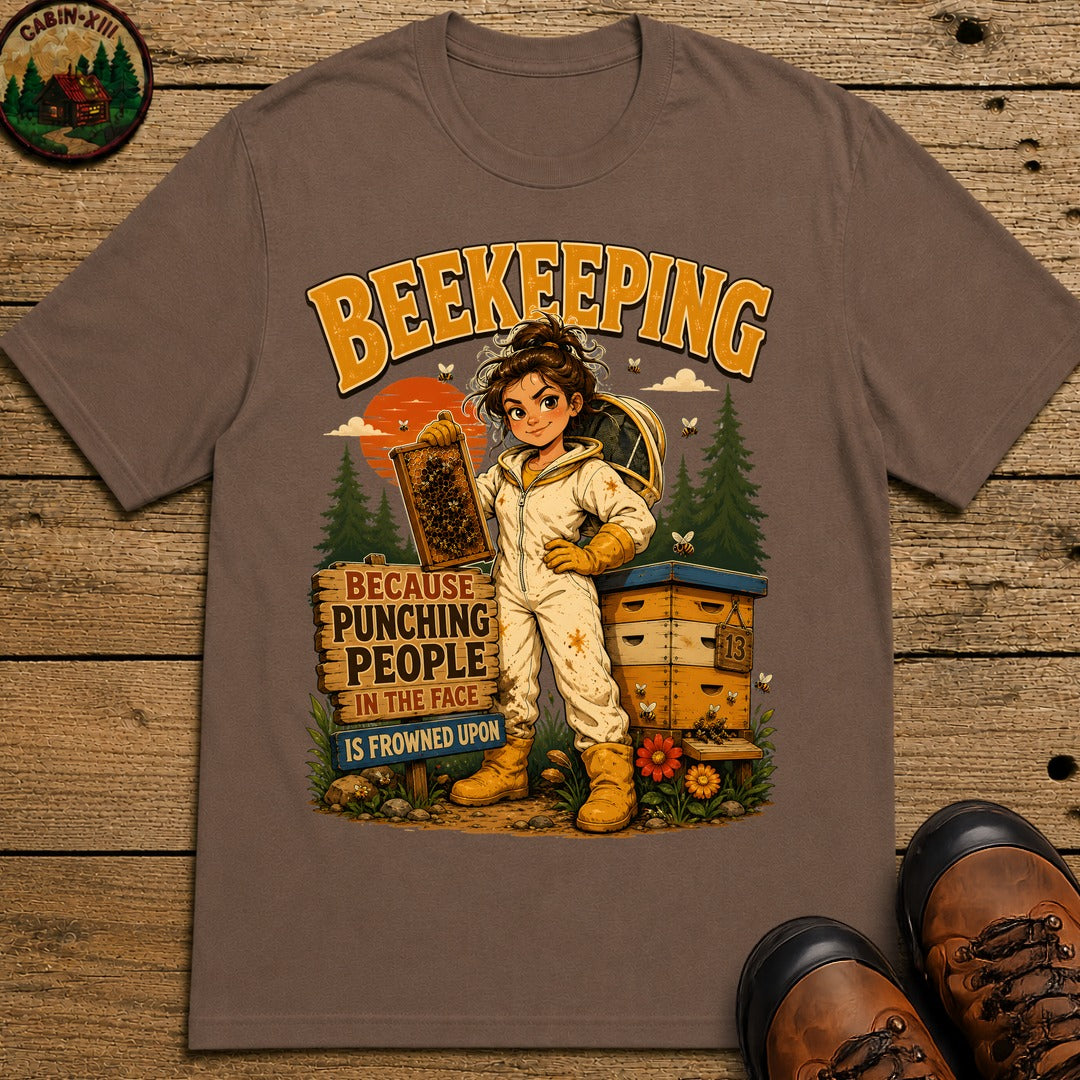 Beekeeping Because Punching People Is Frowned Upon Funny Tee - Espresso
