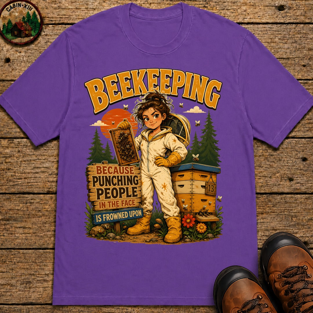 Beekeeping Because Punching People Is Frowned Upon Funny Tee - Grape
