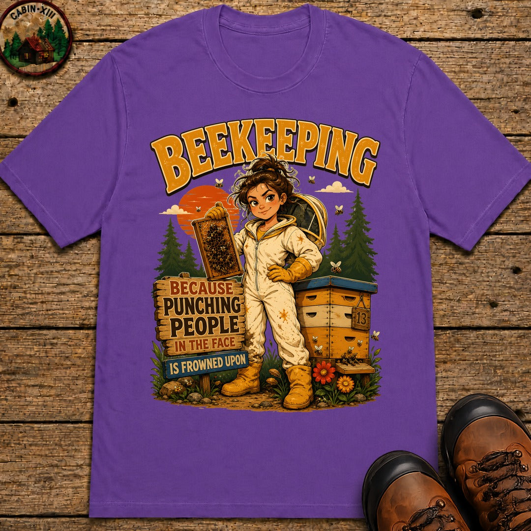Beekeeping Because Punching People Is Frowned Upon Funny Tee - Grape