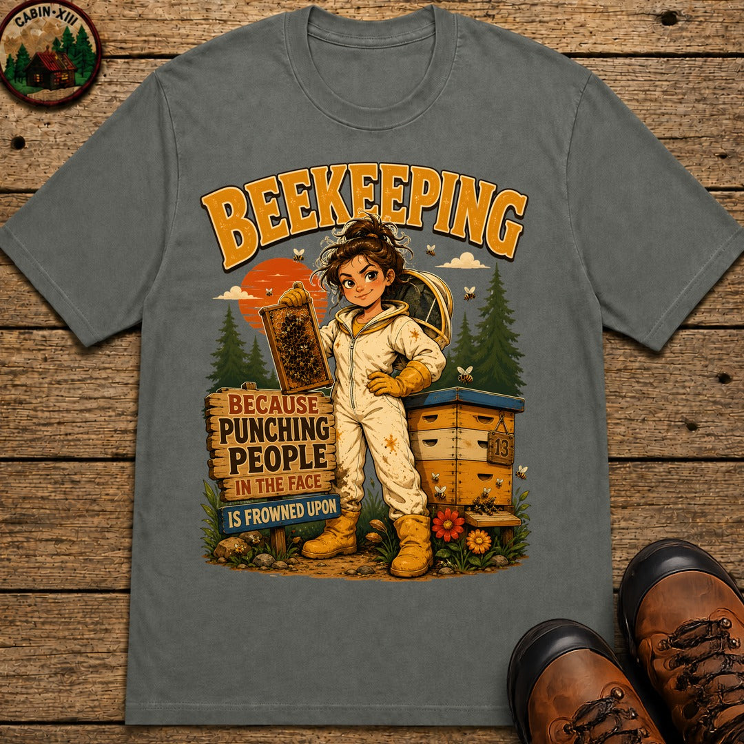 Beekeeping Because Punching People Is Frowned Upon Funny Tee - Pepper