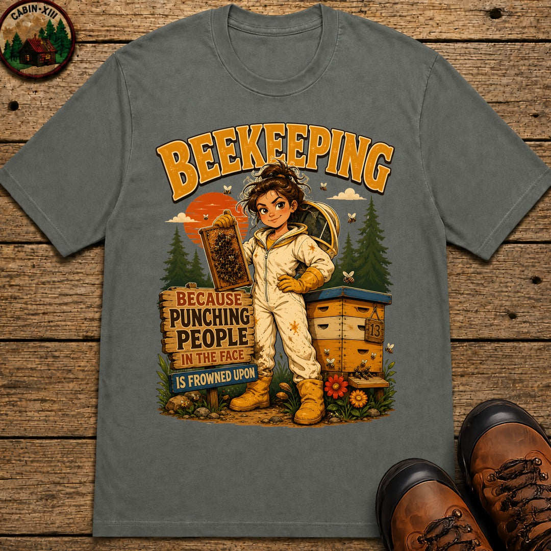 Beekeeping Because Punching People Is Frowned Upon Funny Tee - Pepper