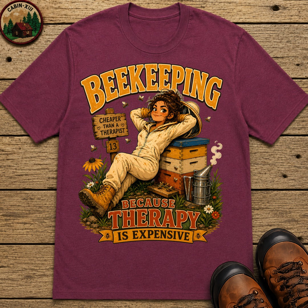 Beekeeping Because Therapy Is Expensive Tee - Berry