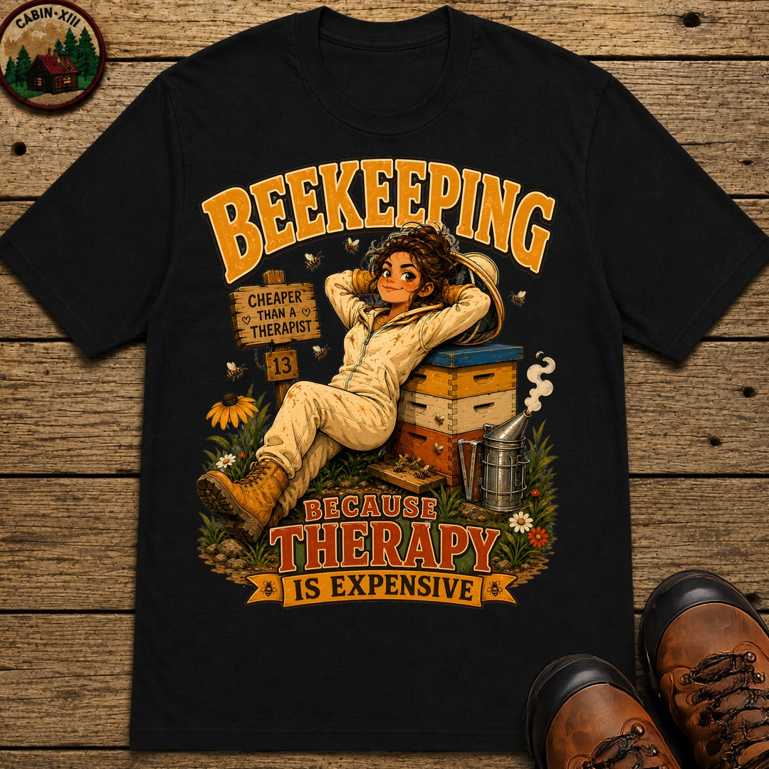 Beekeeping Because Therapy Is Expensive Tee - Black