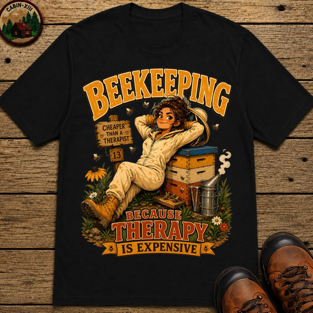 Beekeeping Because Therapy Is Expensive Tee - Black