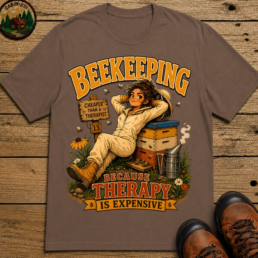 Beekeeping Because Therapy Is Expensive Tee - Espresso