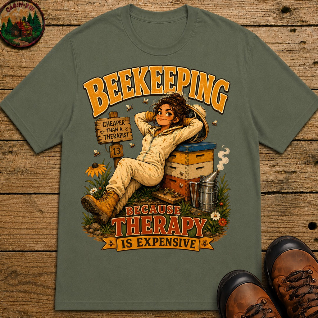 Beekeeping Because Therapy Is Expensive Tee - Moss