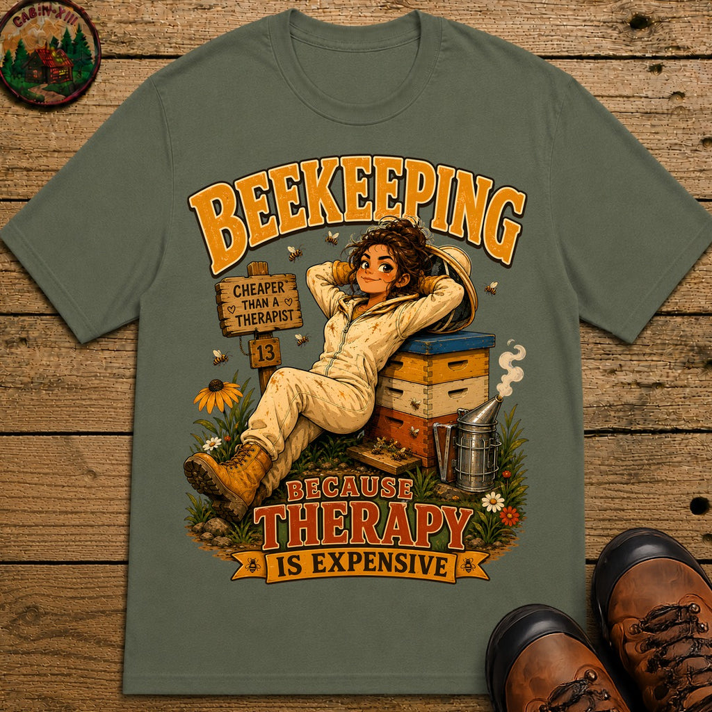 Beekeeping Because Therapy Is Expensive Tee - Moss