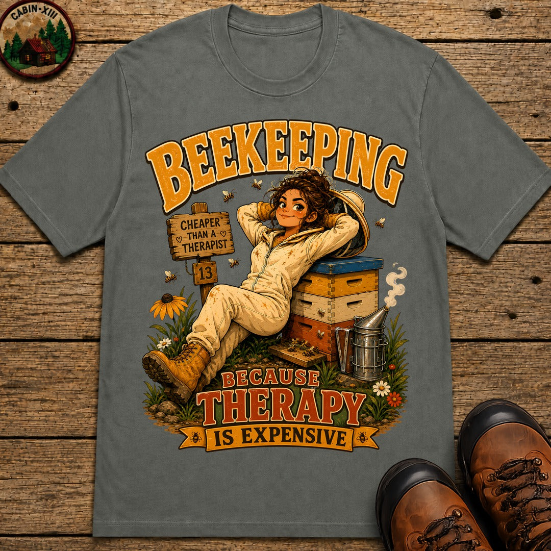 Beekeeping Because Therapy Is Expensive Tee - Pepper