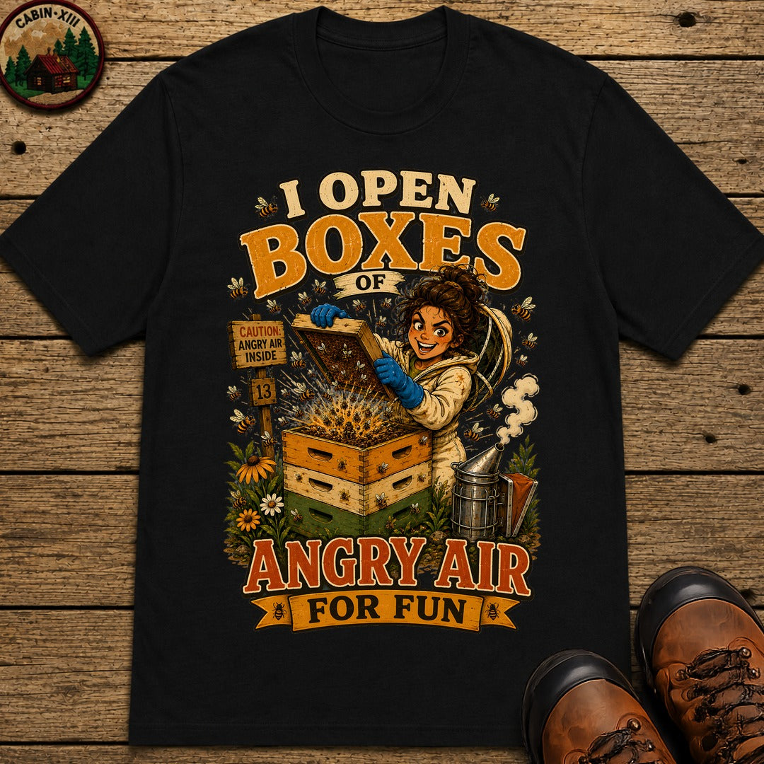 Beekeeping I Open Boxes of Angry Air for Fun — Funny Tee - Black