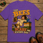 Beekeeping The Bees Scare Me Every Day — Funny Beekeeper Tee - Grape