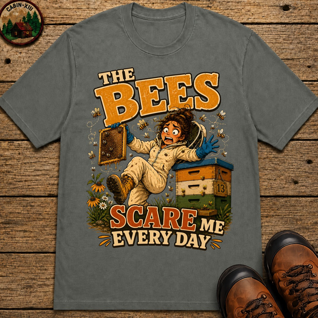 Beekeeping The Bees Scare Me Every Day — Funny Beekeeper Tee - Pepper