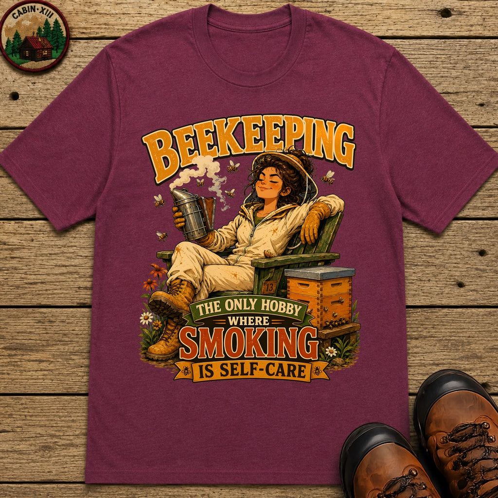 Beekeeping The Only Hobby Where Smoking Is Self Care Tee - Berry