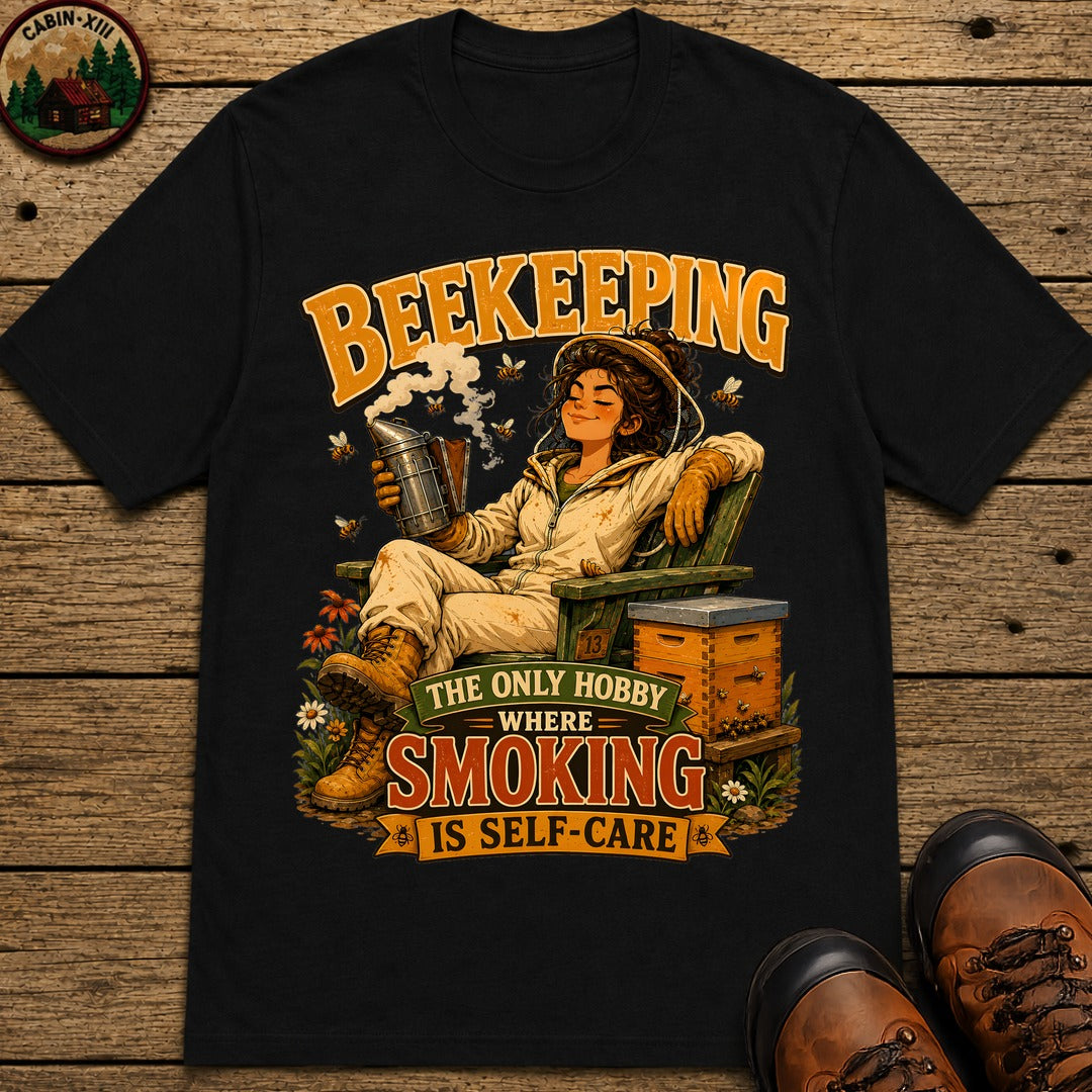 Beekeeping The Only Hobby Where Smoking Is Self Care Tee - Black