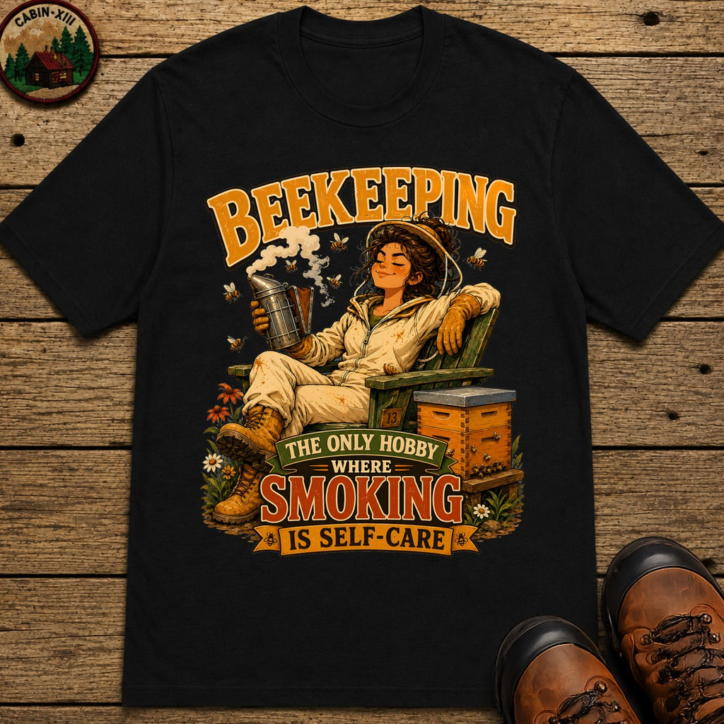 Beekeeping The Only Hobby Where Smoking Is Self Care Tee - Black