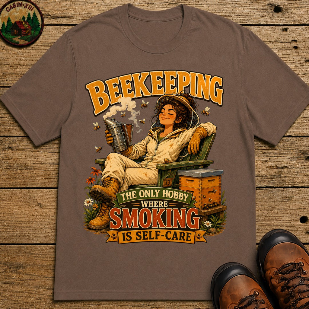 Beekeeping The Only Hobby Where Smoking Is Self Care Tee - Espresso