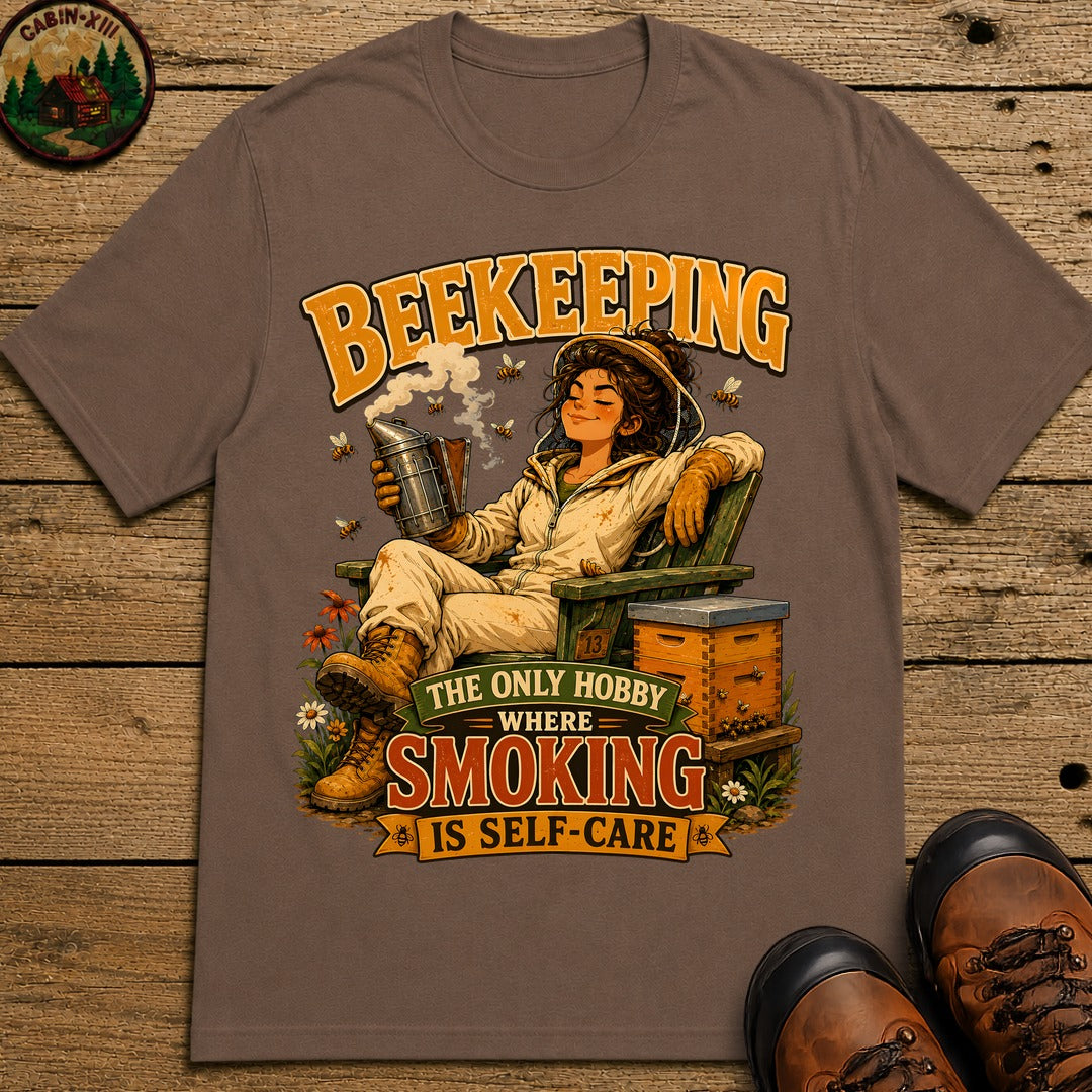 Beekeeping The Only Hobby Where Smoking Is Self Care Tee - Espresso