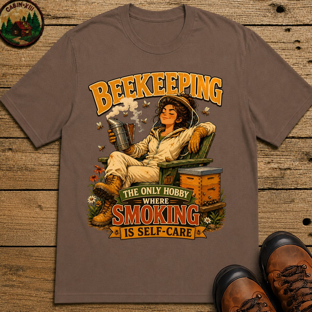 Beekeeping The Only Hobby Where Smoking Is Self Care Tee - Espresso