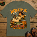 Beekeeping The Only Hobby Where Smoking Is Self Care Tee - Moss