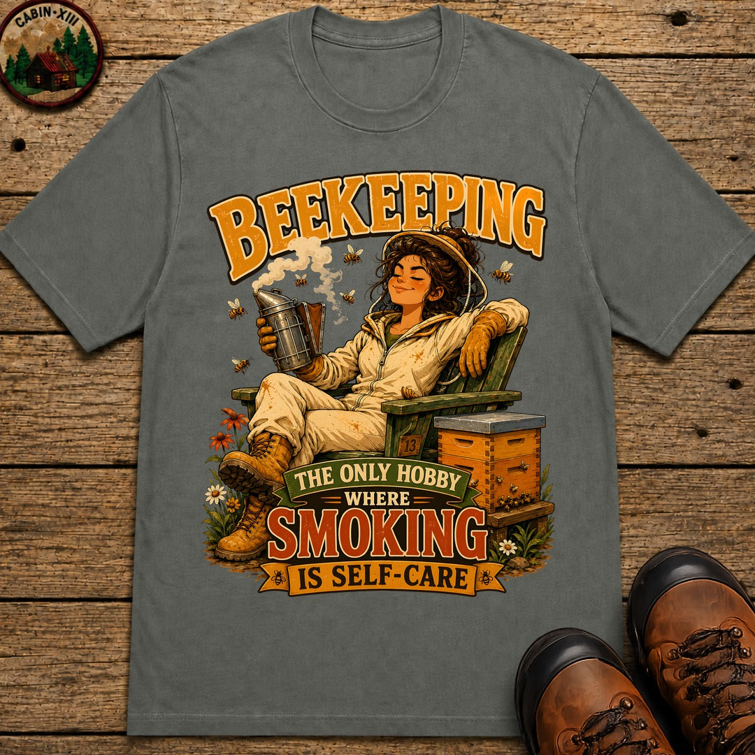 Beekeeping The Only Hobby Where Smoking Is Self Care Tee - Pepper