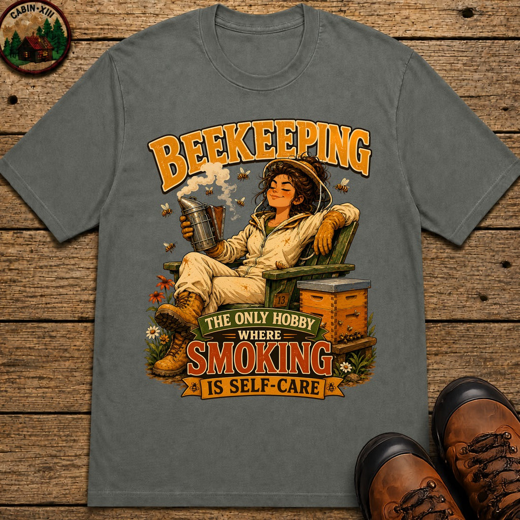 Beekeeping The Only Hobby Where Smoking Is Self Care Tee - Pepper