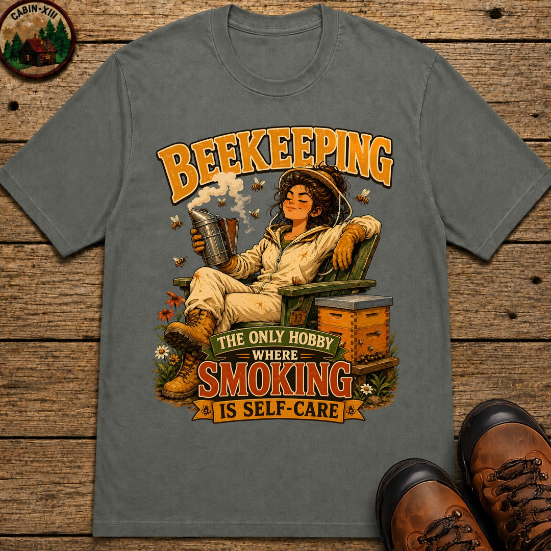 Beekeeping The Only Hobby Where Smoking Is Self Care Tee - Pepper