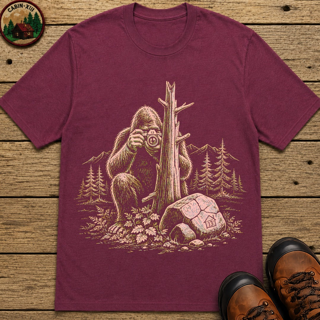 Big Foot With A Camera T-Shirt - Berry