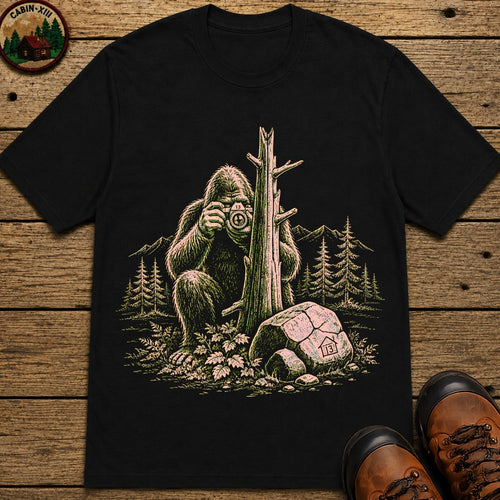Big Foot With A Camera T-Shirt - Black